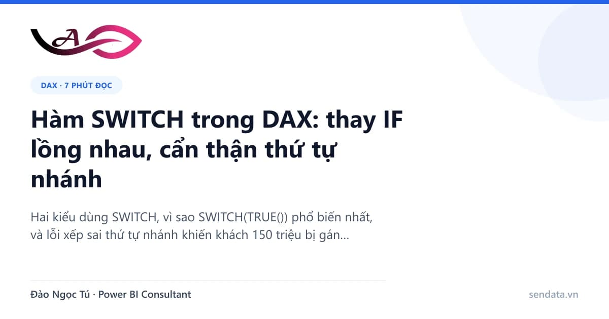 Hàm SWITCH trong DAX: thay IF lồng nhau, cẩn thận thứ tự nhánh - SenData blog Power BI
