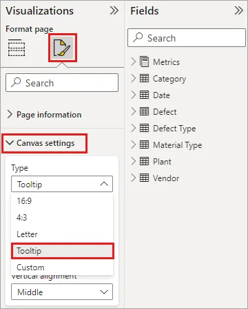 Cấu hình report tooltip page trong Power BI Desktop